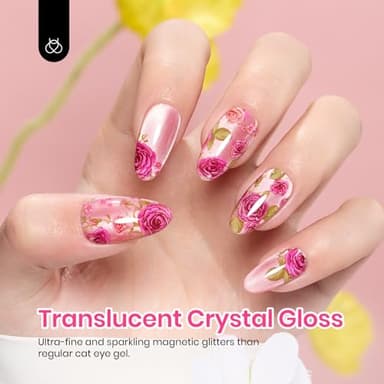 Beetles Cat Eye Gel Nail Polish Set, 6 Summer Colors Pastel Shimmer Glitter Gel Polish Kit Soak Off LED UV Curing Requires Pink Red Blue Orange Green Purple Velvet Gel with Magnet Gift for Women - Image 4