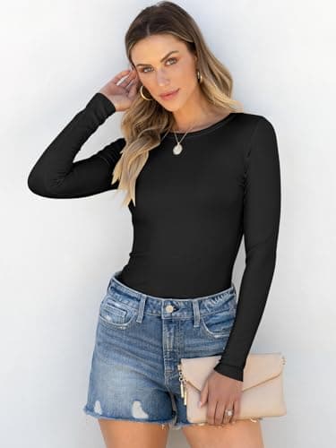 ANRABESS Women Long Sleeve Shirts Rib Knit Slim Fit Tops Basic Tee 2025 Fall Outfits Casual T-Shirt Underscrubs Layer Clothes Black X-Large - Image 3