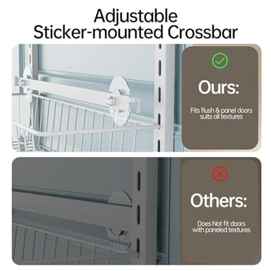 Delamu Adjustable Cabinet Door Organizer, 6-Tier Hanging Spice Rack Organizer, Metal Over the Door Pantry Organizer, Pantry Organizers and Storage Shelves for Kitchen Bathroom Laundry Room, White M - Image 5