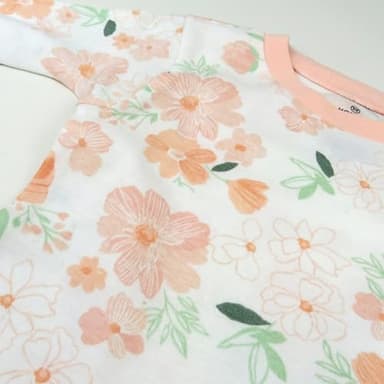 HonestBaby 2-pack Sleep and Play Footed Pajamas One-piece Sleeper Jumpsuit Zip-front Pjs Organic Cotton for Baby Girls, Unisex, White Peach Blossom Floral, 5T - Image 3