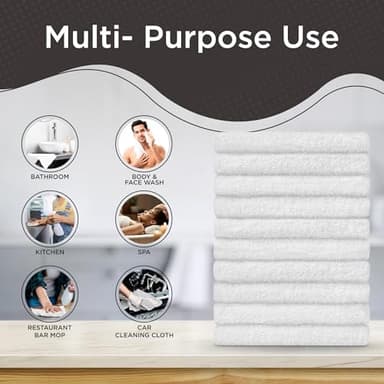 DecorRack 10 Pack 100% Cotton Wash Cloth, Luxurious Soft, 12 x 12 inch Ultra Absorbent, Machine Washable Premium Quality Washcloths, White (10 Pack) - Image 5
