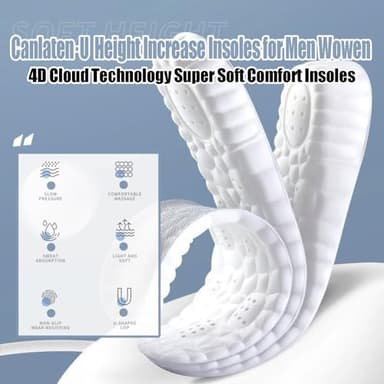 4D Cloud Height Increase Insoles for Men Wowen - Cloud Tech Insole, Soft Memory Foam Insoles, Comfort Steppers Height Increase Insoles Trim to Fit for Men Women (Gray, 1.4-in US Men 8-11) - Image 2