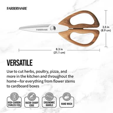 Farberware 5221282 All Purpose Shear, Pecan Wood Handles 8.2 x 3.5 x 0.5 inches - Image 2