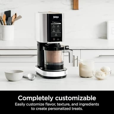 Ninja CREAMi Ice Cream Maker, 5 One-Touch Programs, White, Includes 2 16oz Pints with Storage Lids, Transform Frozen Bases to Ice Cream, Sorbets, Milkshakes, Vegan, Dairy-Free Options, NC300WH (Renewed) - Image 6