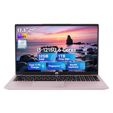 NIMO 17.3" IPS FHD-Business-Laptop, Intel 6 Core i3-1215U 32GB RAM 1TB SSD (Beat i5-1135G7, Up to 4.4GHz) Laptop-Computer with Fingerprint Backlit Keyboard 65W Type C Wi-Fi 6 Numpad Win 11 - Image 1