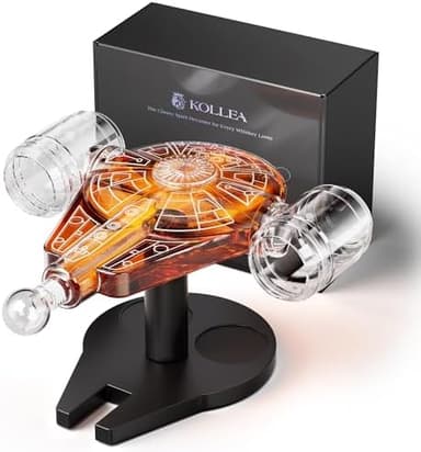 Kollea Birthday Gifts for Men Dad, Galaxy Spaceship Whiskey Decanter Sets for Men, Spacecraft Limited Edition, 2 Funny Shot Glasses, Unique Guys Brother Gift Idea, Liquor Decanter for Bar, Anniversary - Image 3