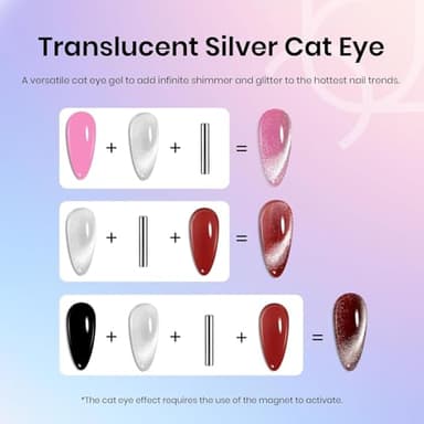 Beetles Silver Cat Eye Gel Nail Polish - Star Cascade Glitter Cat Eye Gel Polish, Wedding Beauty Color with Magnet Soak Off UV Velvet Nail Polish Salon DIY Manicure Gift for Women 15ML - Image 5