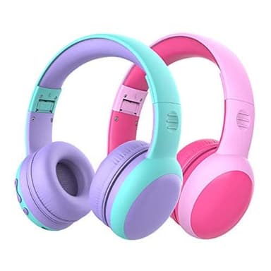 gorsun Kids Bluetooth Headphones, Portable Wireless Headset for Kids, Bluetooth 5.3, Over-Ear Toddler Headphones with Microphone, 85dB Volume Limited, 40 Hours Playtime (Pink+Purple) - Image 2