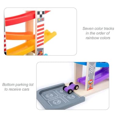Wood City Toddler Toys for 1 2 3 Years Old, Wooden Car Ramp Racer Toy Vehicle Set with 7 Mini Cars & Race Tracks, Montessori Toys Craft Gift for Toddlers Boys and Girls - Image 5