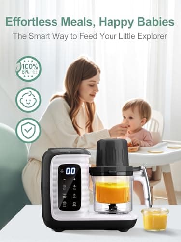 MOMYEASY Baby Food Maker, Multifunction Processor Chopper Grinder, Baby Food Steamer and Puree Blender in-One, with Bottle Warmer, Auto Cooking & Grinding with Touch Control Panel - Image 5
