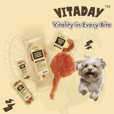 VITADAY Turkey Tendon Lollipop Pack of 4, 100% Natural, USA-Sourced Turkey Tendon, High-Protein, Low-Fat, Grain Free, Chew, Rawhide Alternative, Hypoallergenic Puppy & Dog Treats - Image 6