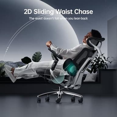 Hbada E3 Ultra Ergonomic Office Chair, Big and Tall Office Chair - with 3-Zone Dynamic Lumbar Support, 360° Mechanical Armrests, 4D Adjustable Headrest, Aluminum Alloy, Premium Mesh, Black - Image 6
