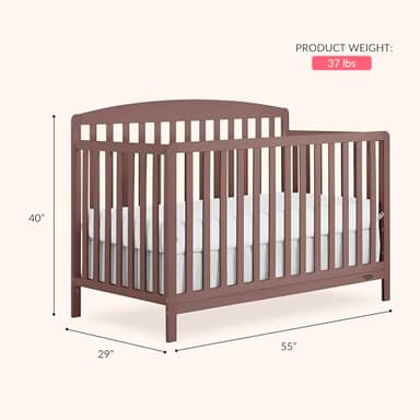 Dream On Me Odelle 5 in 1 Convertible Crib in Baltic Amber, JPMA & Greenguard Gold Certified, Converts from Baby Crib to Daybed, Toddler Bed & Full Size Bed - Image 3