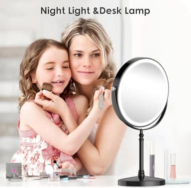 Lighted Makeup Mirror, 3000 mAh Rechargeable Double Sided Magnifying Vanity Mirror with 3 Colors, 1x/10x, 360° Rotation , Brightness Adjustable Magnification Cosmetic Light up Mirror, Women Gift - Image 6