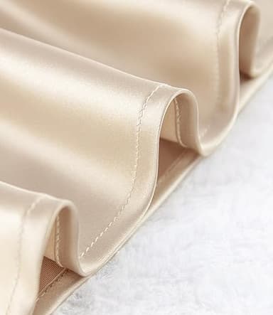 Women's Satin High Waist Hidden Elasticized Waistband Flared Casual A Line Midi Skirt (Champagne, US4-6) - Image 7