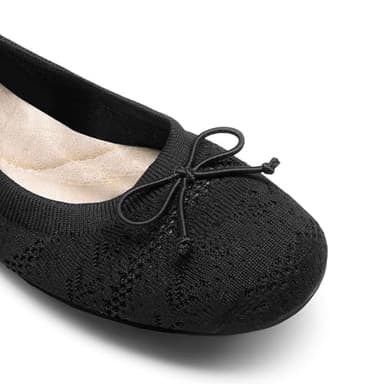 DREAM PAIRS Women's Flats, Foldable Ballet Flats for Women, Bowknot Round Toe Comfort Light Weight Slip-On Knit Dress Shoes,Size 7.5,Black,DWUMFA2502 - Image 4