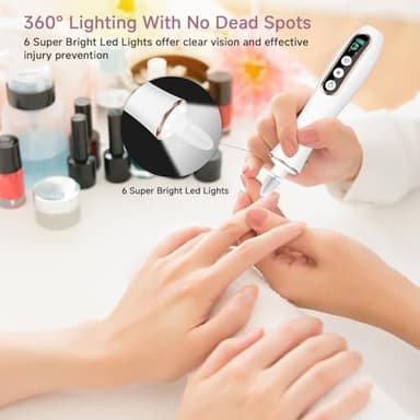 Professional Cordless Electric Nail File Set, 360 LED Light Drill Machine With LCD Display, 10 Speeds Rechargeable for Gel and Thick Toe Nails, Manicure Pedicure Kit, Christmas Gifts - Image 5