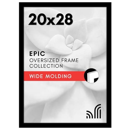 Americanflat 20x28 Picture Frame with Polished Plexiglass - Black Picture Frame - Wide Photo Frames Made of Engineered Wood for Vertical or Horizontal Wall Display - Epic Collection - Black - Image 1