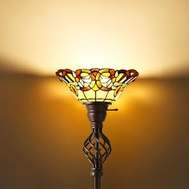 GyroVu Tiffany Floor Lamp, Torchiere Floor Lamps with Stained Glass, 71 Inch Tall Floor Standing Reading Light for Living Room Corner Bedroom Home Office, Bulbs Included - Image 2