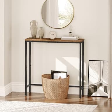 HOOBRO Narrow Console Table, 29.5" Small Entryway Table, Thin Sofa Side Display Table, for Hallway, Bedroom, Living Room, Foyer, Rustic Brown and Black BF75XG01 - Image 4