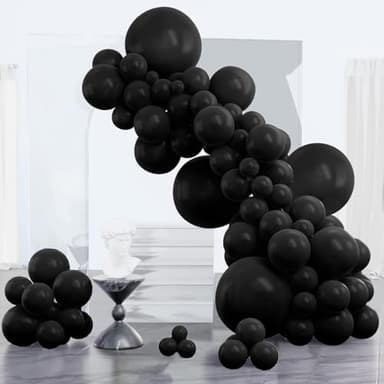 PartyWoo Black Balloons 152 pcs Different Sizes Pack of 18 12 10 5 Inch Matte Black Latex Balloon Arch Kit Garland for Graduation Halloween New Year Anniversary Birthday Party Decorations Black-Y18 - Image 1