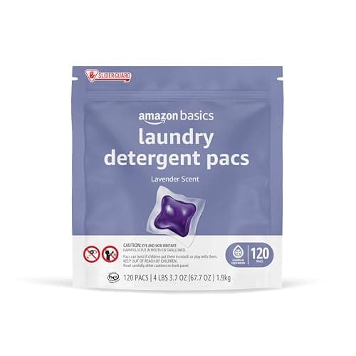 Amazon Basics Laundry Detergent Pacs, Lavender Scent, 120 Count (New Packaging) - Image 1