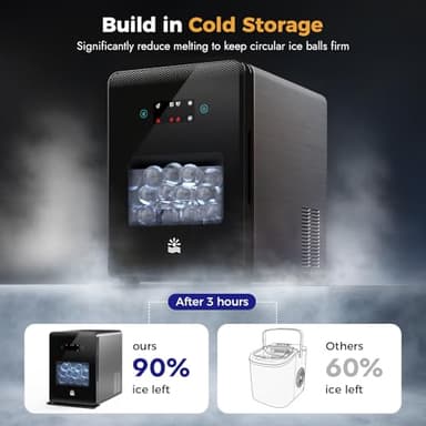 2'' Clear Ice Ball Maker – 4 Ice Spheres in 35min, 144 pcs/Day, Auto&Manual Fill, Fast Ice Machine with LCD Touch Panel, Self-Cleaning, Quiet Home & Bar Ice for Whiskey Bourbon Parties - Image 5