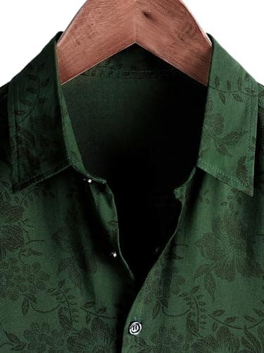 JOTOOK Mens Hawaiian Shirt Short Sleeve Button Down Tropical Shirts Casual Floral Summer Beach Shirt Vacation Shirt Large GreenFlower - Image 3