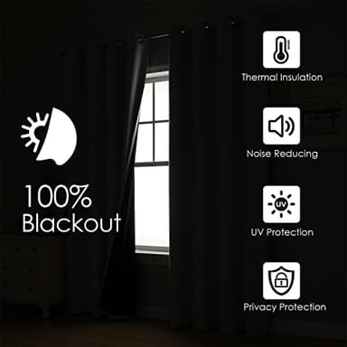 ChrisDowa 100% Blackout Curtains for Bedroom with Black Liner, 2 Thick Layers Total Blackout Thermal Insulated Grommet Window Curtains 63 Inch Length 2 Panels Set (Light Grey, 42 x 63 Inch) - Image 3
