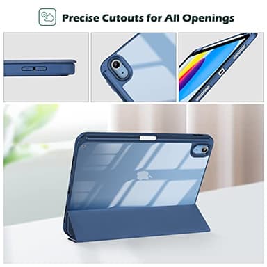 ProCase for iPad (A16) 11th Generation 11 Inch 2025/10th Generation 10.9 Inch 2022 Case with Pencil Holder, Hybrid iPad 11 10 Case with Clear Back, Supports Auto Wake/Sleep -Navy - Image 8