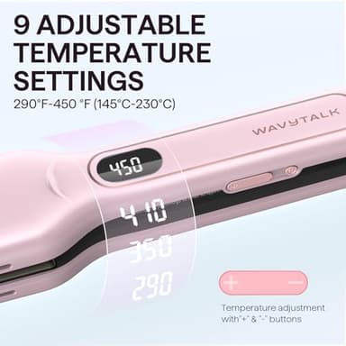Wavytalk Wet to Straight Hair Straightener, Titanium 1.75 Inch Wide Vent Sesh Flat Iron for Damp or Dry Hair, Straightener with Dual Voltage Leave Silky Smooth Look, 20% Faster Styling, Pink - Image 6