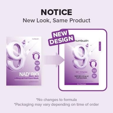 numbuzin No.9 Sheet Mask | NAD+ BIO Lifting-sil Full Face Mask | Improves Jawline, Jowls, Wrinkles, Neck Lines | Peptides, NAD+, Collagen | Skin Firmness | 4 Sheets + Lifting Band - Image 2