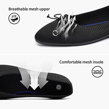 Shupua Women's Flats Black Flats Shoes Pointed Toe Ballet Flats Comfortable Bow Girls Flats Dressy(Black.us9) - Image 3