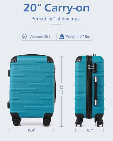 Coolife Luggage Suitcase Carry-on Hardside Travel Luggage TSA Lock Spinner Telescopic Handle - Image 8