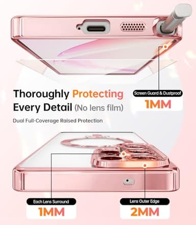 Meifigno Case Designed for Samsung Galaxy S25 Ultra 6.9 inch, [Compatible with MagSafe] [2X HD Screen Protectors] [Glitter Card & Wrist Strap] Full Lens Protection Case for Galaxy S25 Ultra, Rose Gold - Image 3