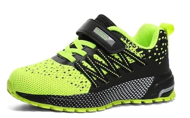 KUBUA Kids Sneakers for Boys Girls Running Tennis Shoes Lightweight Breathable Sport Athletic Black Green Size US 10 Toddler - Image 2