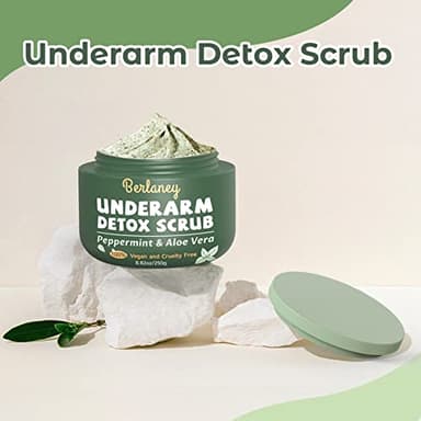 Armpit Detox Scrub 8.8 oz with Peppermint, Aloe Vera and Walnut Shell Powder, Underarm Scrub Helps on Removing Odor, Deep Cleanse & Exfoliating, also for Legs, Knee, Feet, Hands Whole Body - Image 8
