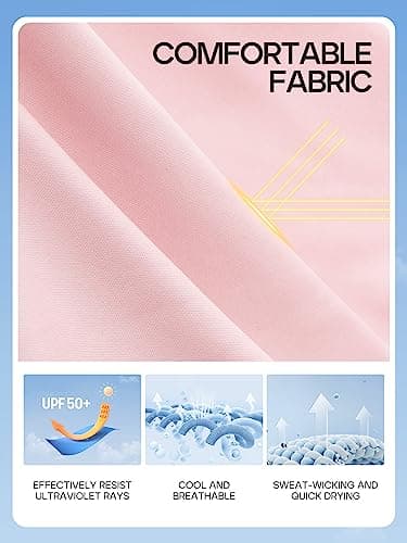 IUGA Rash Guard for Women UPF 50+ SPF UV Protection Long Sleeve Workout Tops with Pockets Dry Fit Hiking Swim Shirt Pink - Image 4