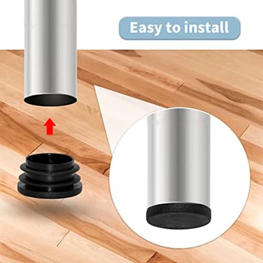 Flyshop Black Furniture Chair Leg Blanking End Caps 30 mm, 1-3/16" OD Hard Plastic Round Ribbed Tube Inserts Plugs Floor Protectors 10 PCS - Image 4