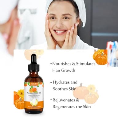 Pumpkin Seed Oil 2.02Fl Oz, Pure Cold Pressed Pumpkin Seed Oil for Dry Damaged Hair Growth, Moisturizing Scalp, Nourishment for All Hair Types - Image 3