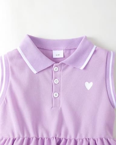 4T Girl Clothes 5T Little Girls Clothes Summer Sporty Sleeveless Ruffle Dress Toddler Outfits Set Purple Polo Casual Dresses for Kids Girl Clothes - Image 3