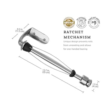 Kamenstein Perfect Tear Wall Mount Paper Towel Holder, Patented Design for One-Handed Use, Rounded Finial, 14-Inch, Brushed Silver Metal Finish - Image 4