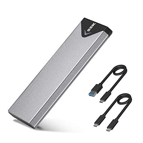 SSK M.2 NVME SATA SSD Enclosure Adapter, USB 3.2 Gen 2 (10 Gbps) to NVME PCI-E SATA M-Key/(B+M) Key Solid State Drive External Enclosure Aluminum Support UASP Trim for SSDs 2242/2260/2280 - Image 1