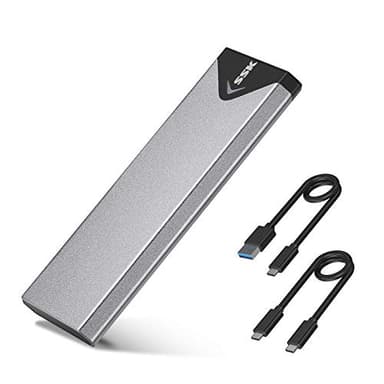 SSK M.2 NVME SATA SSD Enclosure Adapter, USB 3.2 Gen 2 (10 Gbps) to NVME PCI-E SATA M-Key/(B+M) Key Solid State Drive External Enclosure Aluminum Support UASP Trim for SSDs 2242/2260/2280 - Image 1