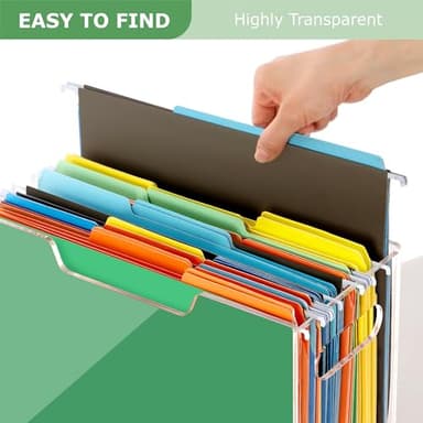 DINGHUO Acrylic Letter Size Hanging File Folder Organizer Box, Clear Portable File Storage Box with Handles, Desktop File Holder for Home, School -1 Pack - Image 7