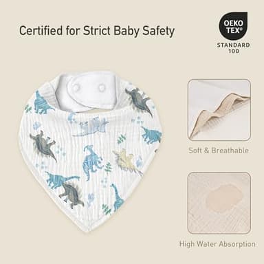 CIVARUA KIDS Muslin Baby Bibs 8 Pack, Baby Bandana Drool Bib for Drooling and Teething, Cotton Soft Absorbent for Girls Boys BC - Image 6