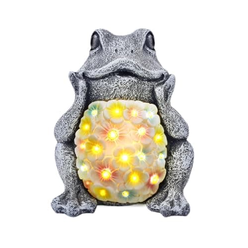 LJINNOVEX Solar Garden Frog Statue with Light– Charming Outdoor Figurine for Yard, Patio, Lawn Decorations – Unique Solar-Powered Garden Decor Gift for Mom, Grandma, Birthday, or Christmas - Image 1