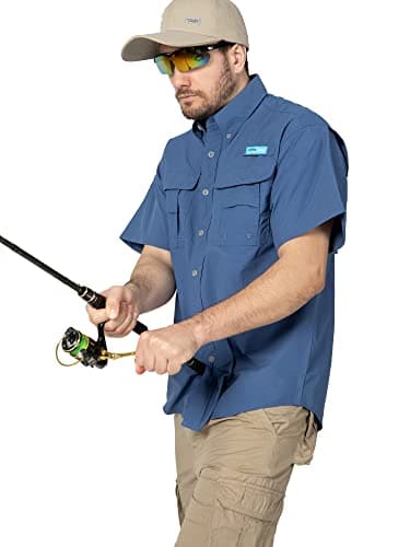 Tuna Men's UV UPF 50+ Fishing Shirts for Men Sun Protection Breathable Fast Dry SPF Hiking Short Sleeve Shirt(16# Brilliant White M) - Image 4