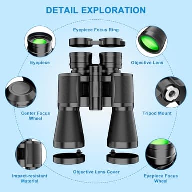 30x50 High-Powered Binoculars for Adults – Compact Waterproof Binoculars for Bird Watching - Waterproof Ideal for Bird Watching, Hunting, Concerts, Travel, Camping & Outdoor Activities - Image 5