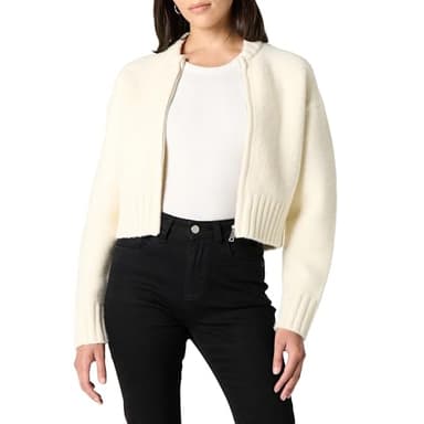 The Drop Women’s Brynne Bomber Sweater Cardigan, Whisper White, L - Image 1